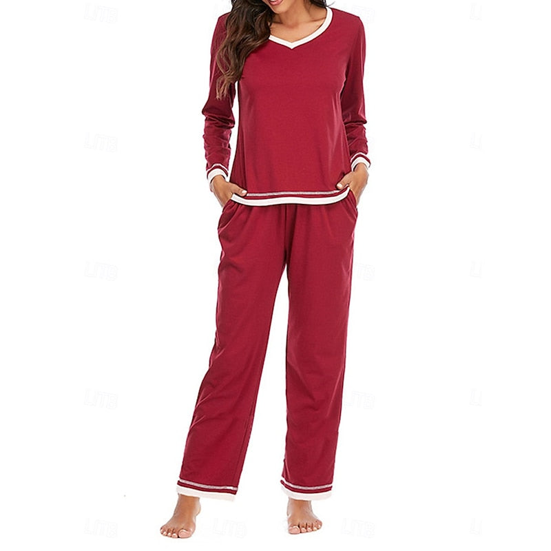Solwyn | Women's Loungewear Set Long Sleeve V-Neck