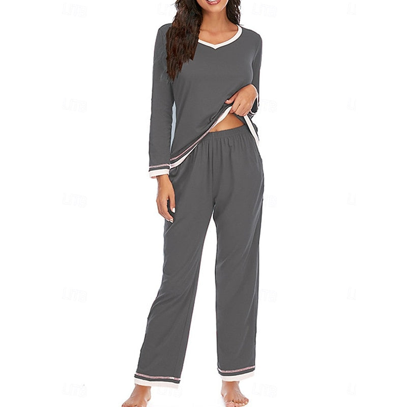 Solwyn | Women's Loungewear Set Long Sleeve V-Neck