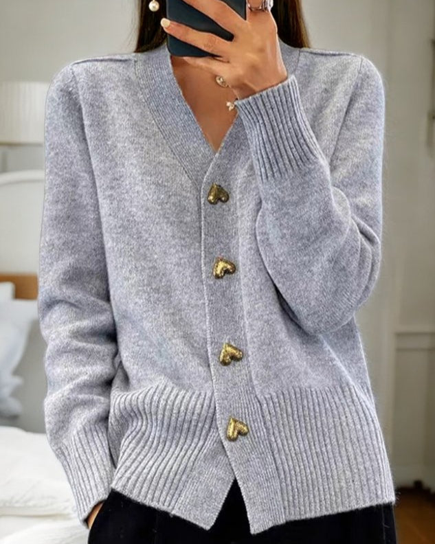LilyHeart | Elegant Cardigan with Heart Buttons