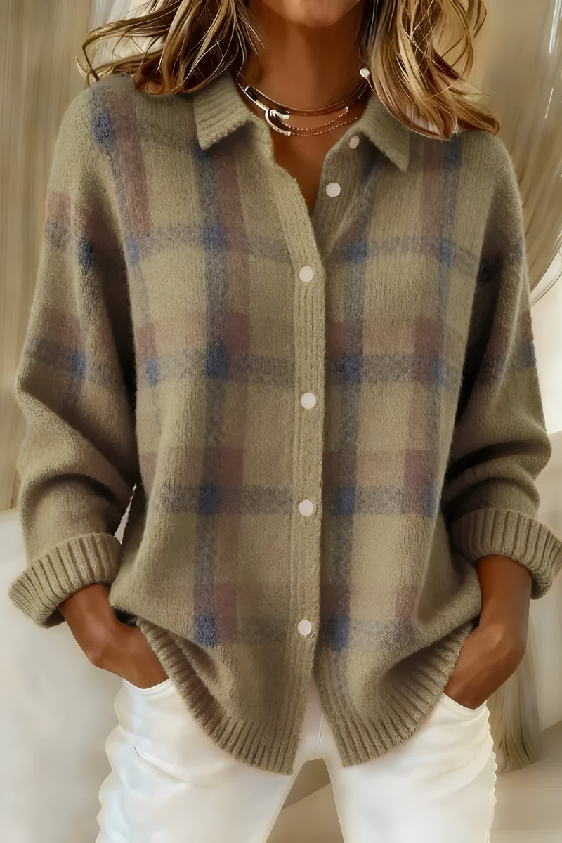 Tavara | Women's Plaid Button-Up Sweater Cardigan