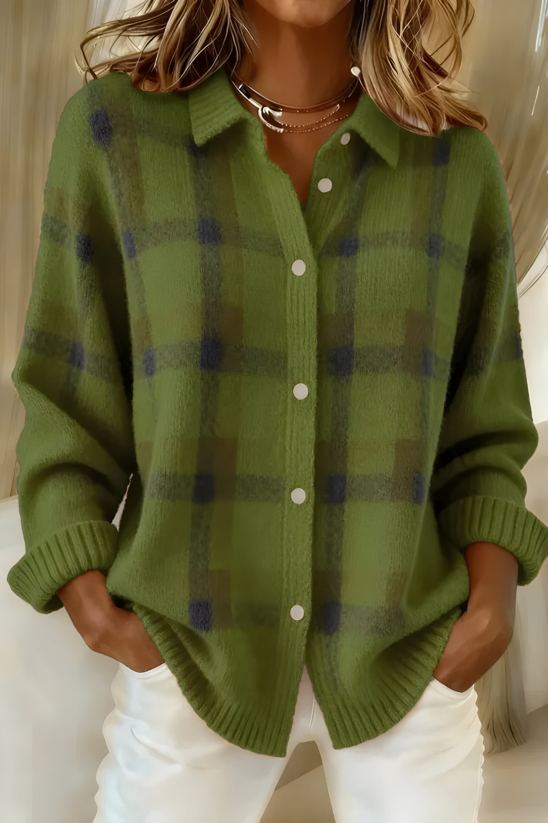 Tavara | Women's Plaid Button-Up Sweater Cardigan