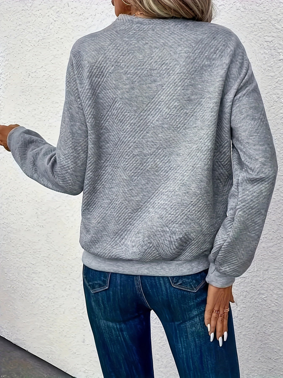 Thalvine | Women's Asymmetric Button-Neck Pullover Sweater