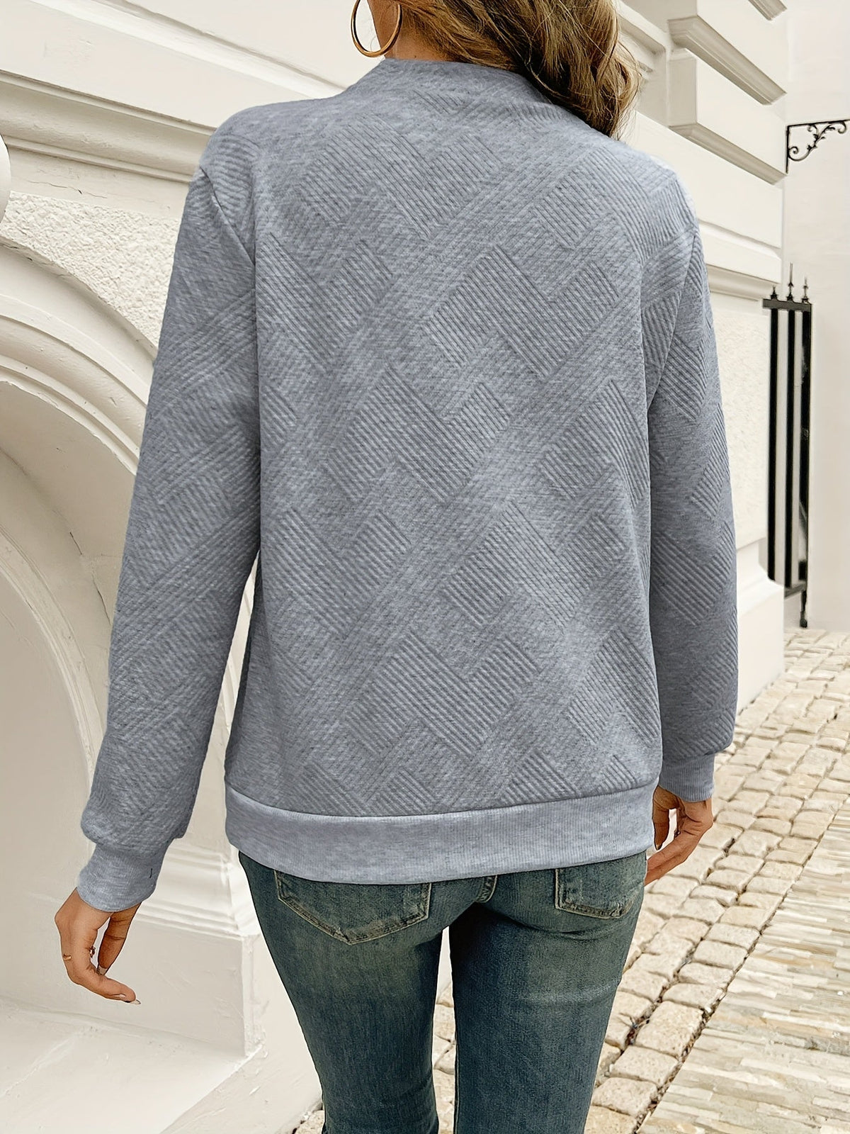 Thalvine | Women's Asymmetric Button-Neck Pullover Sweater