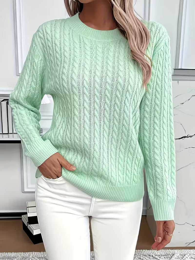 Tivara | Women's Cable Knit Crewneck Sweater