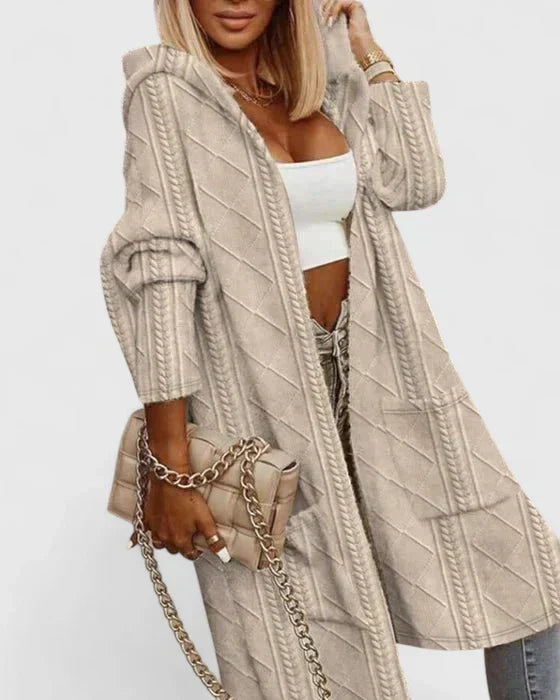 Tivara | Women's Hooded Cable Knit Cardigan Sweater