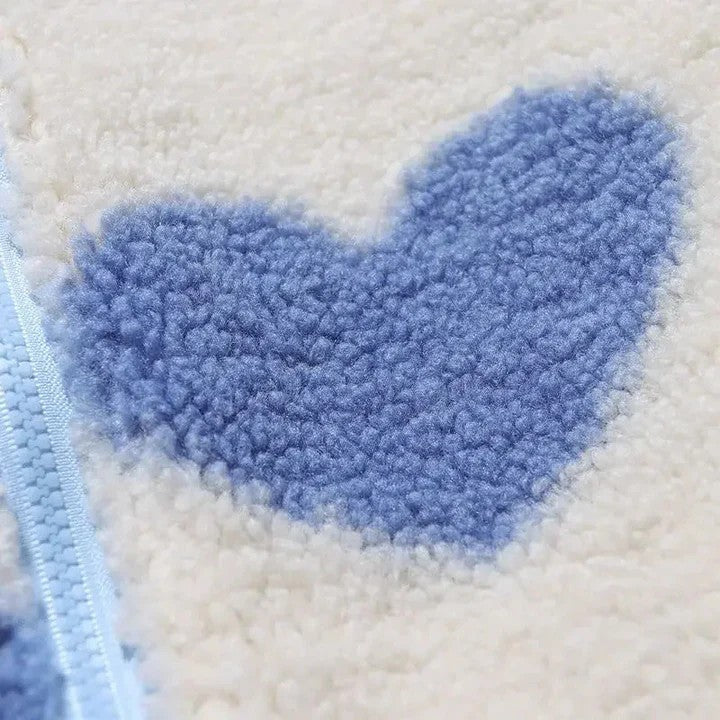 Tivella | Women's Fleece Zip-Up Heart Print Jacket