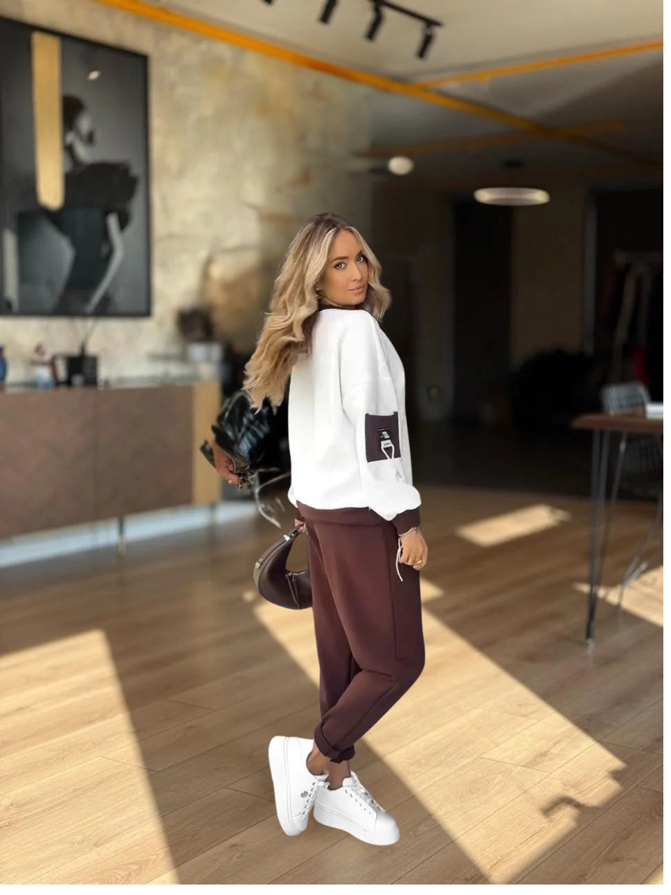 Trevora | Women's Loungewear Set V-Neck Top & Joggers