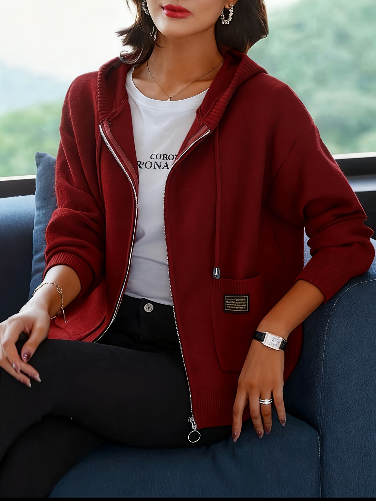 Valdene | Women's Zip-Up Hooded Cardigan