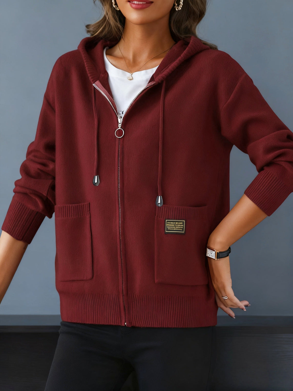 Valdene | Women's Zip-Up Hooded Cardigan