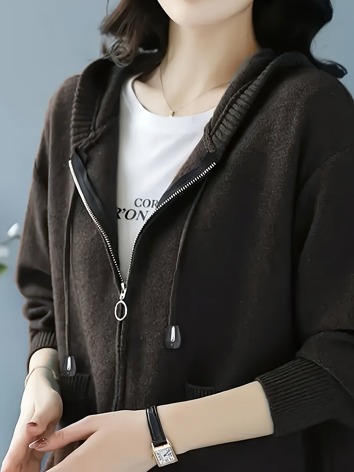 Valdene | Women's Zip-Up Hooded Cardigan