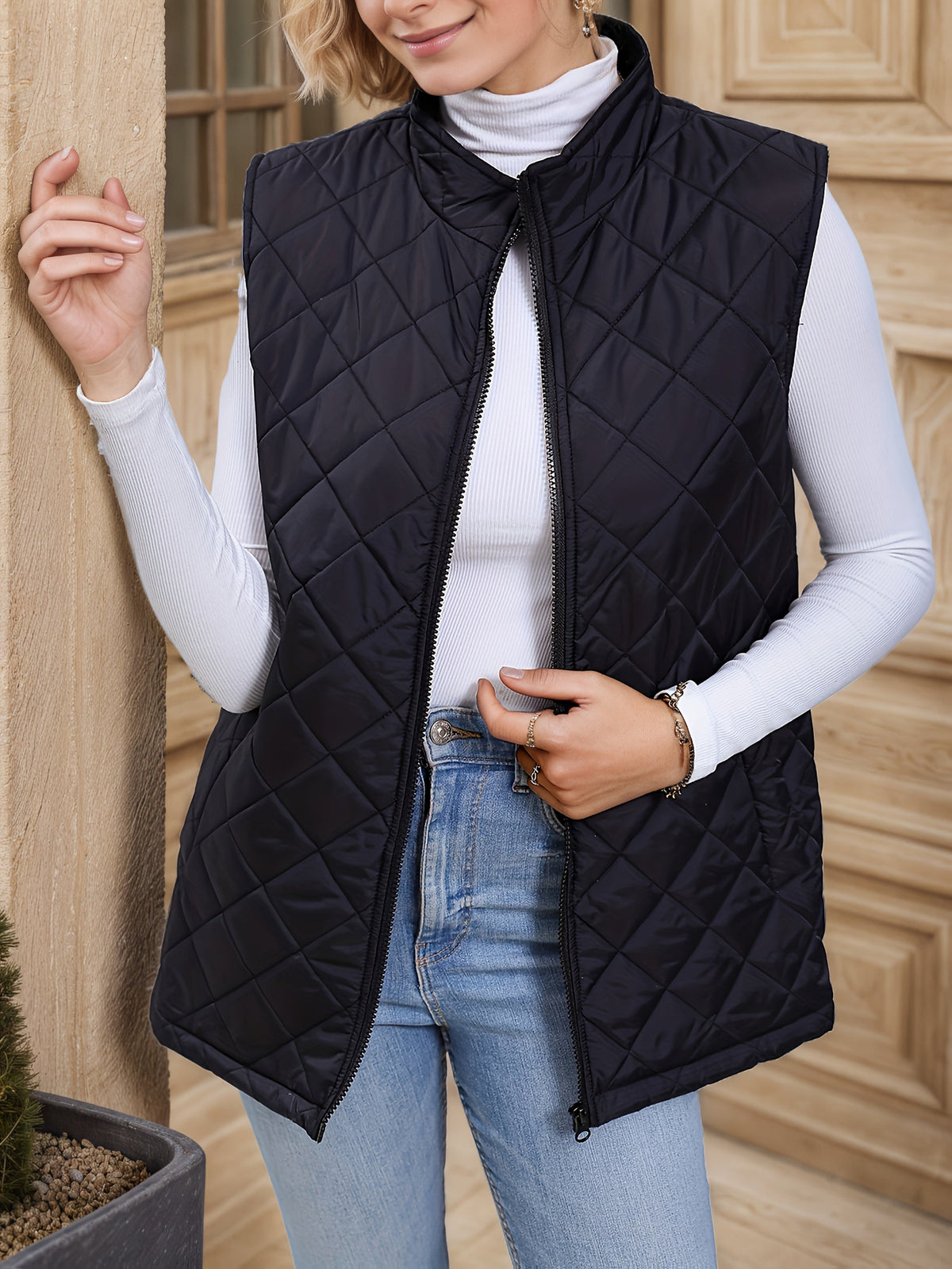Vanthis | Women's Quilted Vest Jacket Longline