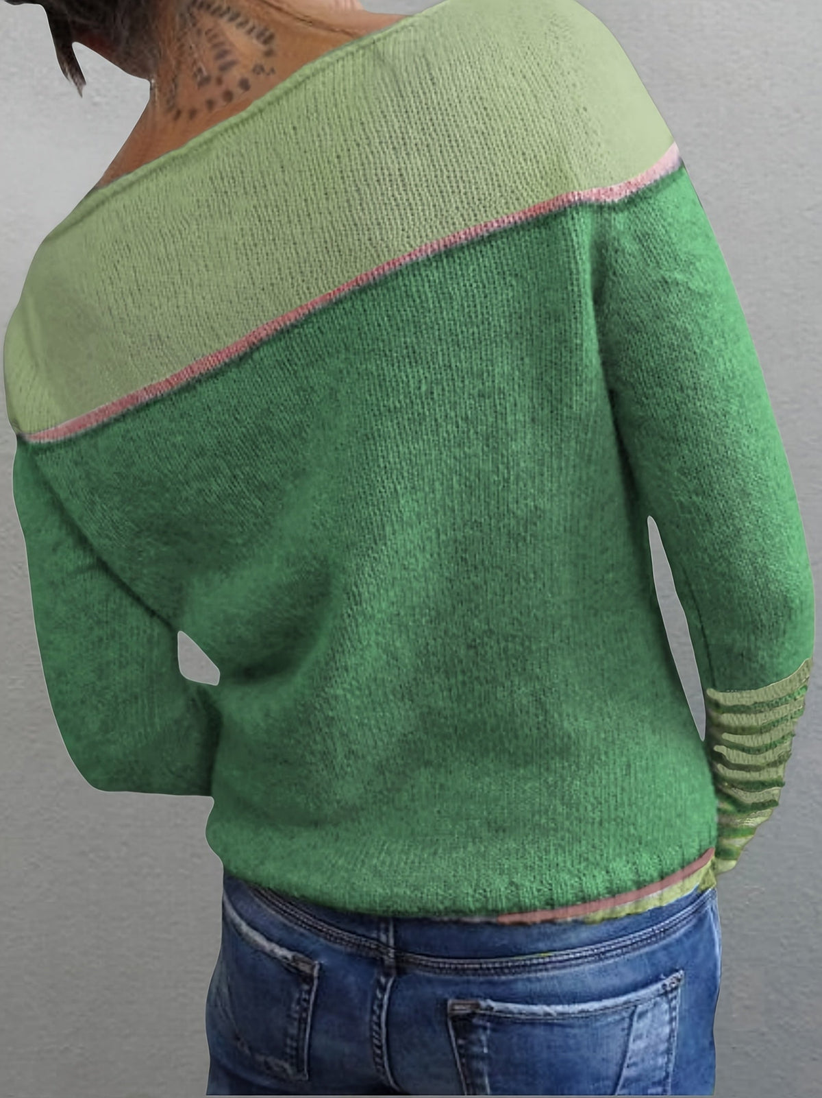 Veldine | Women's Color Block Boat Neck Sweater