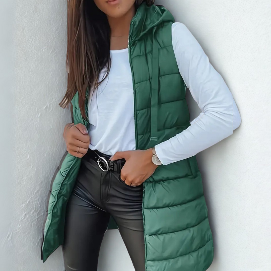 Veldris | Women's Long Hooded Puffer Vest