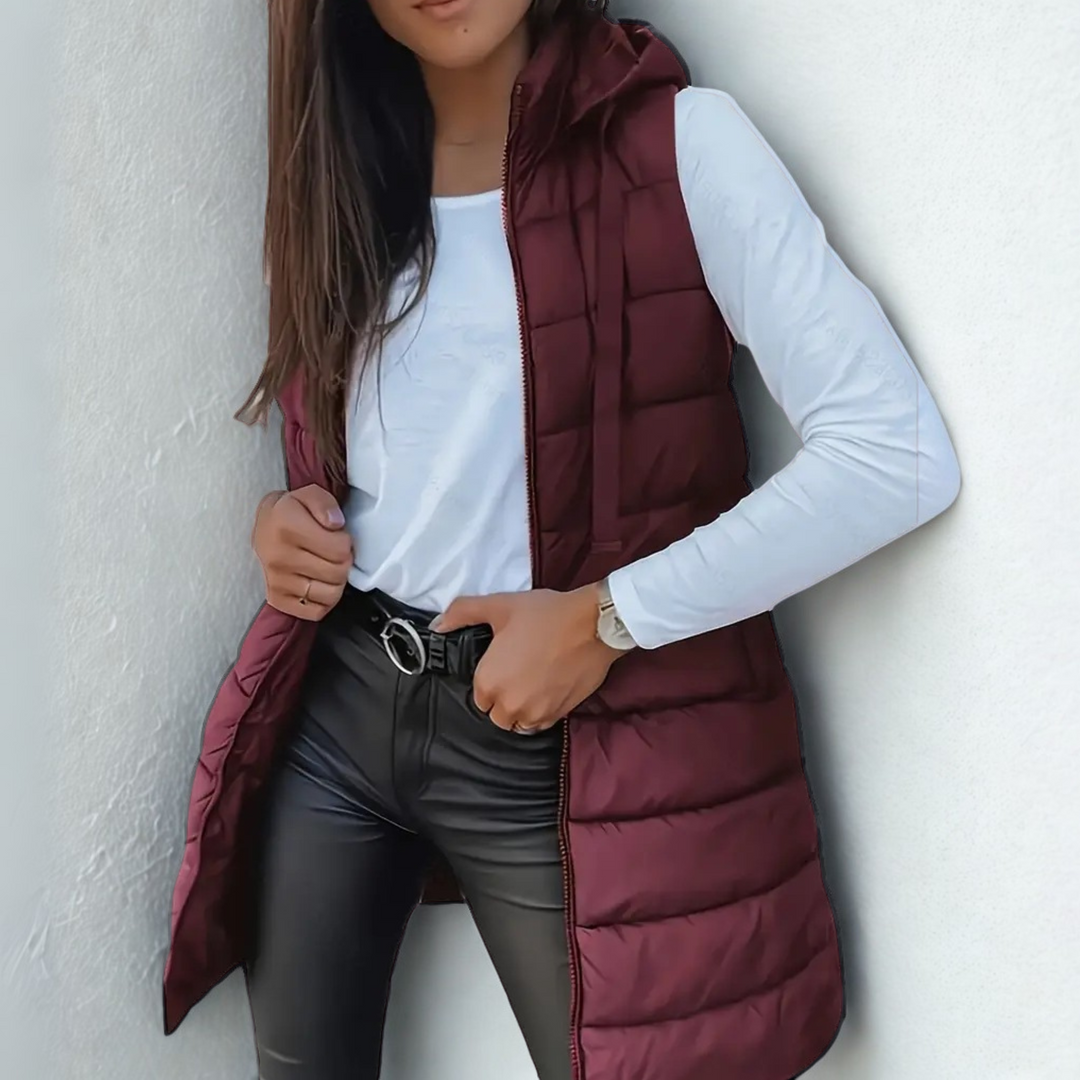 Veldris | Women's Long Hooded Puffer Vest
