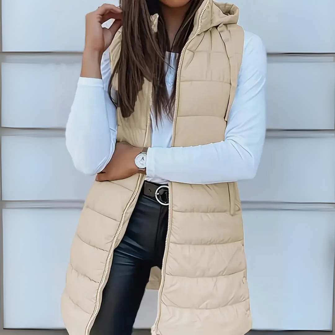 Veldris | Women's Long Hooded Puffer Vest