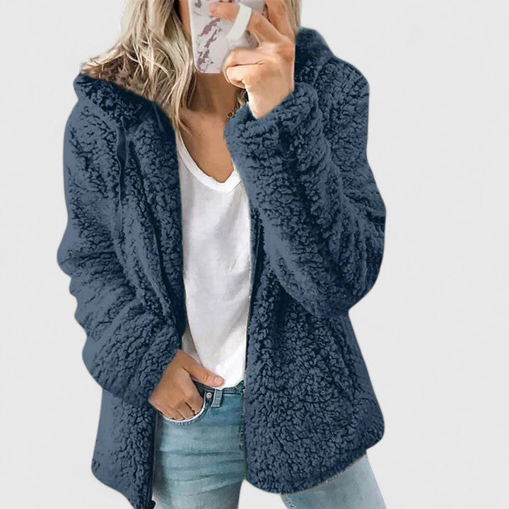 Velnara | Women's Teddy Fleece Open Front Jacket
