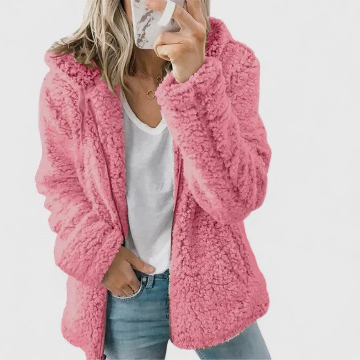 Velnara | Women's Teddy Fleece Open Front Jacket