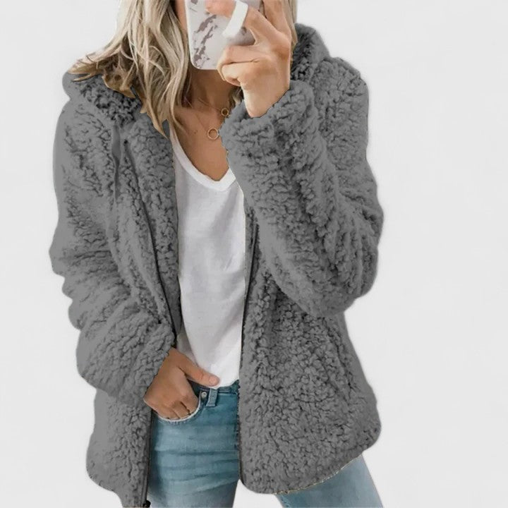 Velnara | Women's Teddy Fleece Open Front Jacket