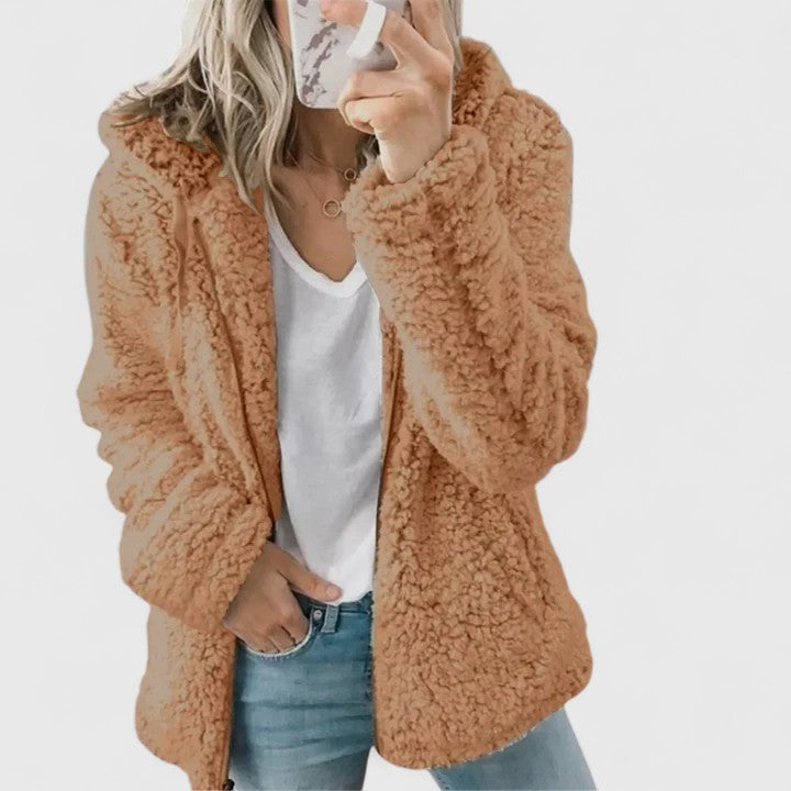 Velnara | Women's Teddy Fleece Open Front Jacket
