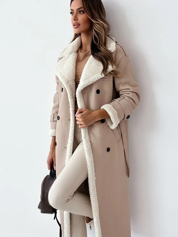 Velowyn | Women's Sherpa-Lined Long Trench Coat