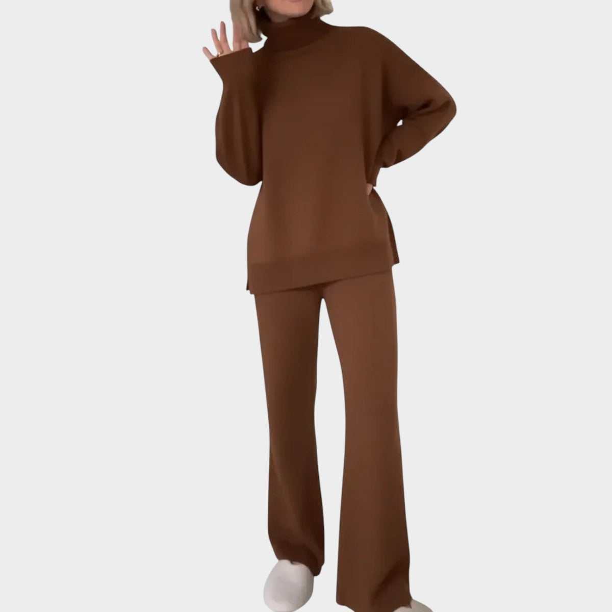 Vornara | Women's Loungewear Set Turtleneck & Wide Leg Pants
