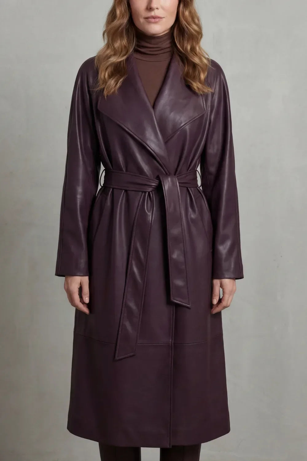 Vornissa | Women's Faux Leather Trench Coat