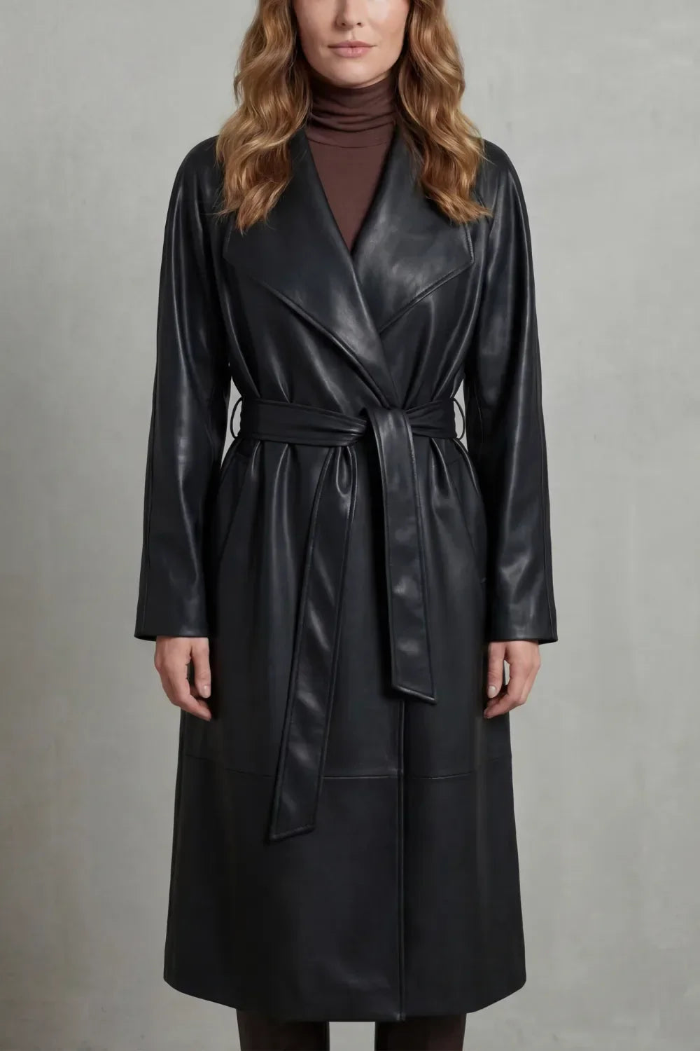 Vornissa | Women's Faux Leather Trench Coat