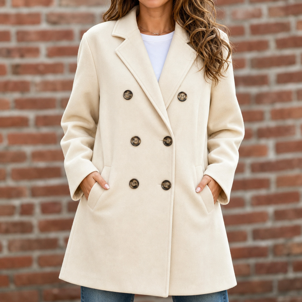Vossara | Women's Winter Coat Double-Breasted Peacoat