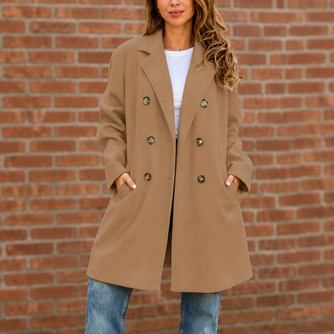 Vossara | Women's Winter Coat Double-Breasted Peacoat