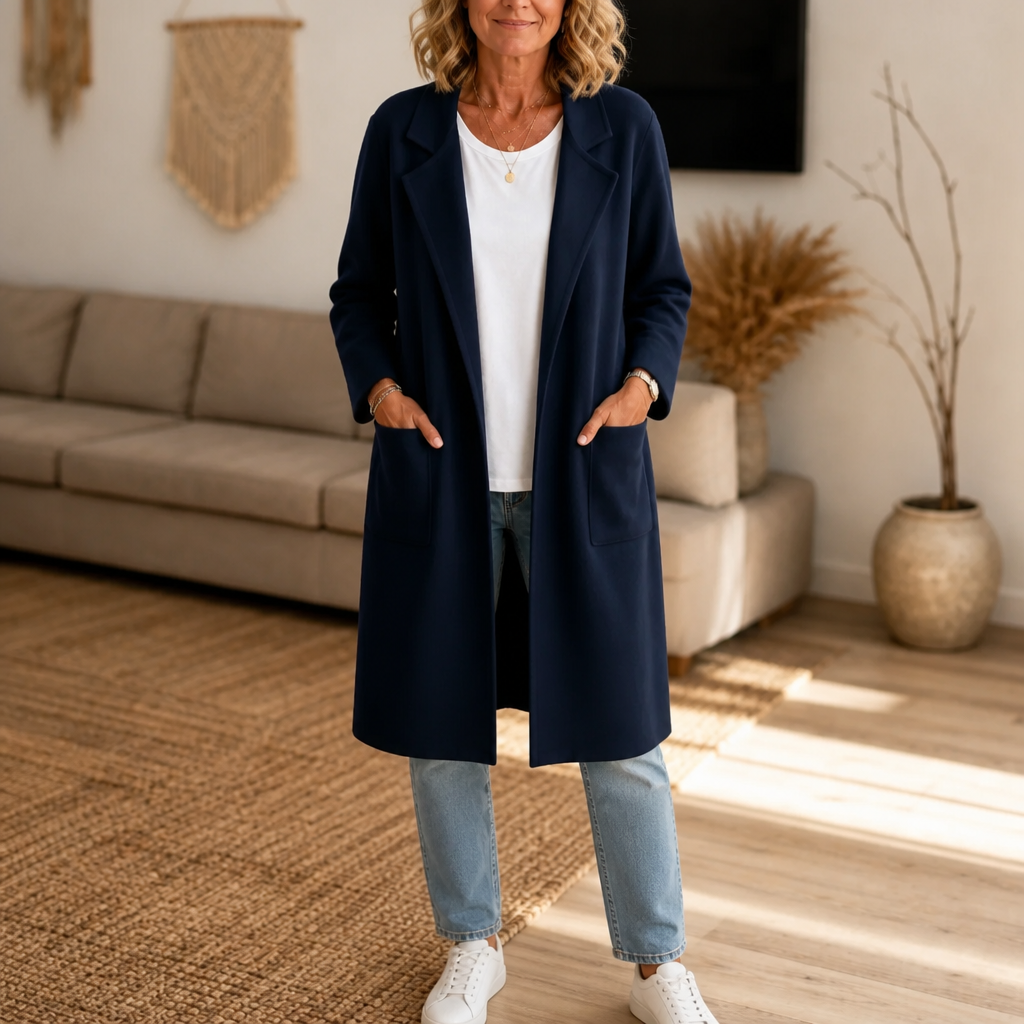 Vossara | Women's Winter Coat Longline Open-Front