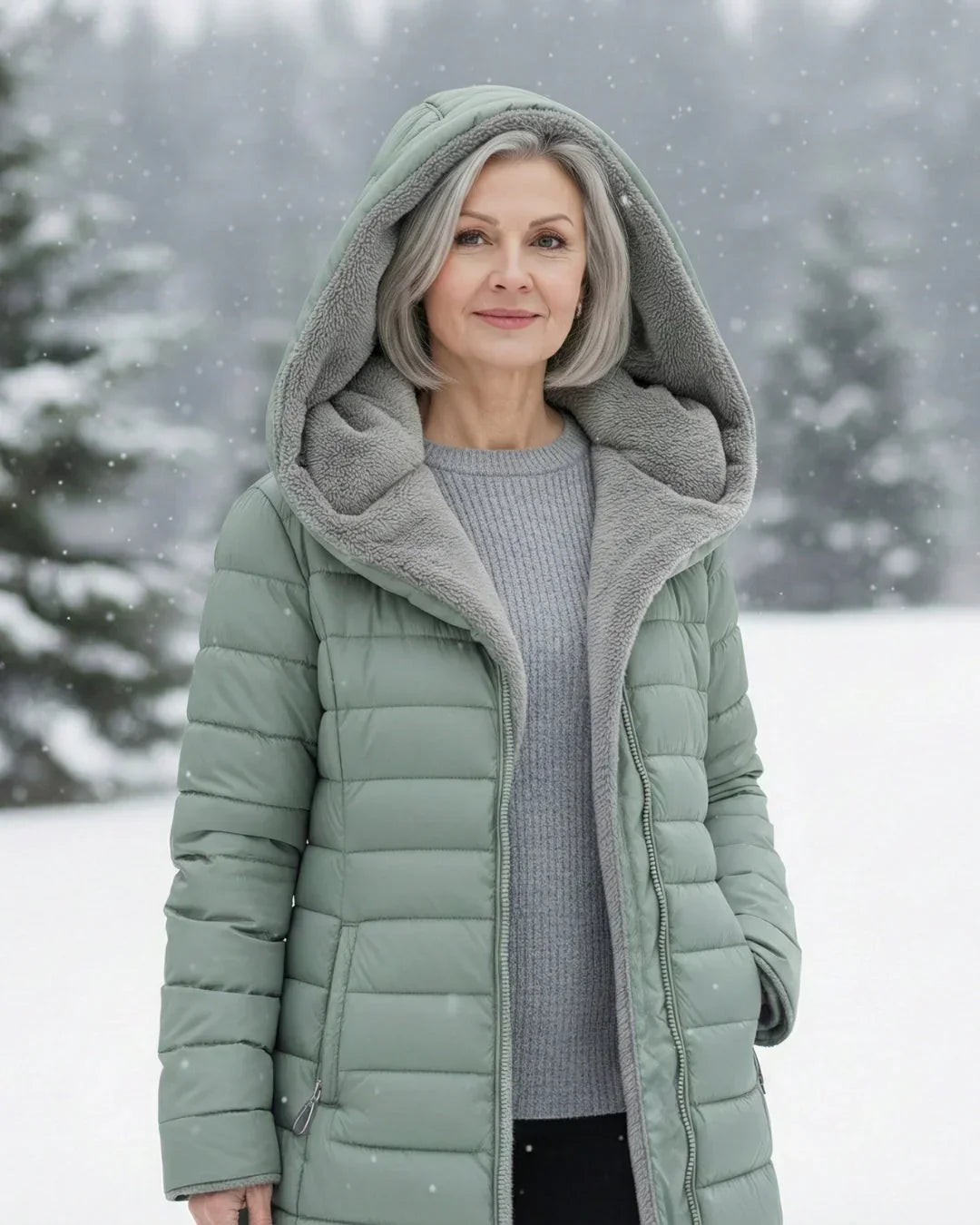 Rosalie | Women’s Sherpa-Lined Hooded Long Puffer Jacket