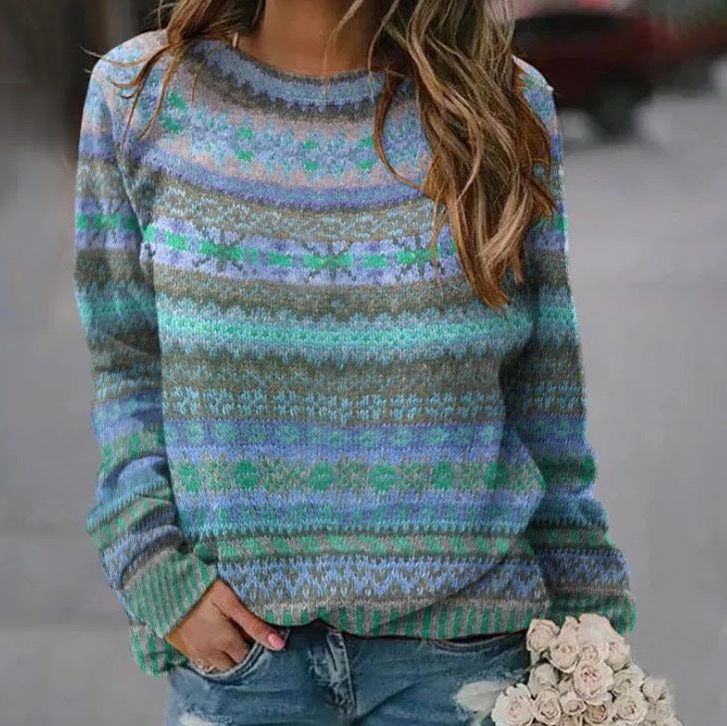 Wrenova | Women's Fair Isle Christmas Sweater Crew Neck