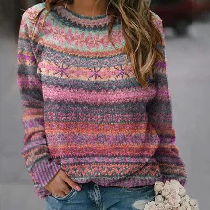 Wrenova | Women's Fair Isle Christmas Sweater Crew Neck