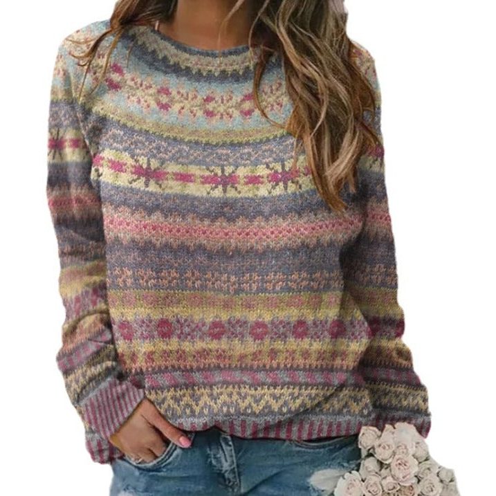 Wrenova | Women's Fair Isle Christmas Sweater Crew Neck