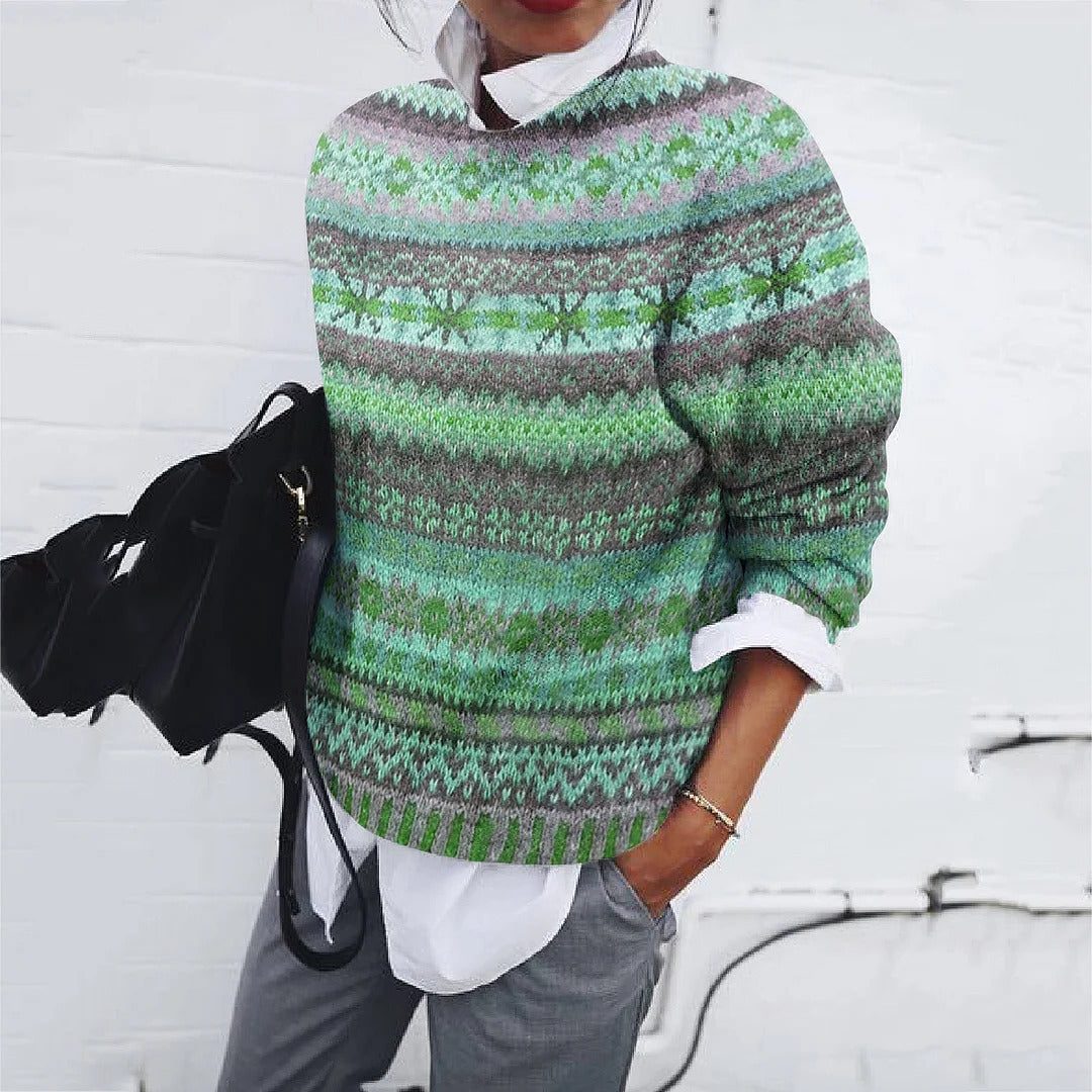 Wrenova | Women's Fair Isle Christmas Sweater Crew Neck