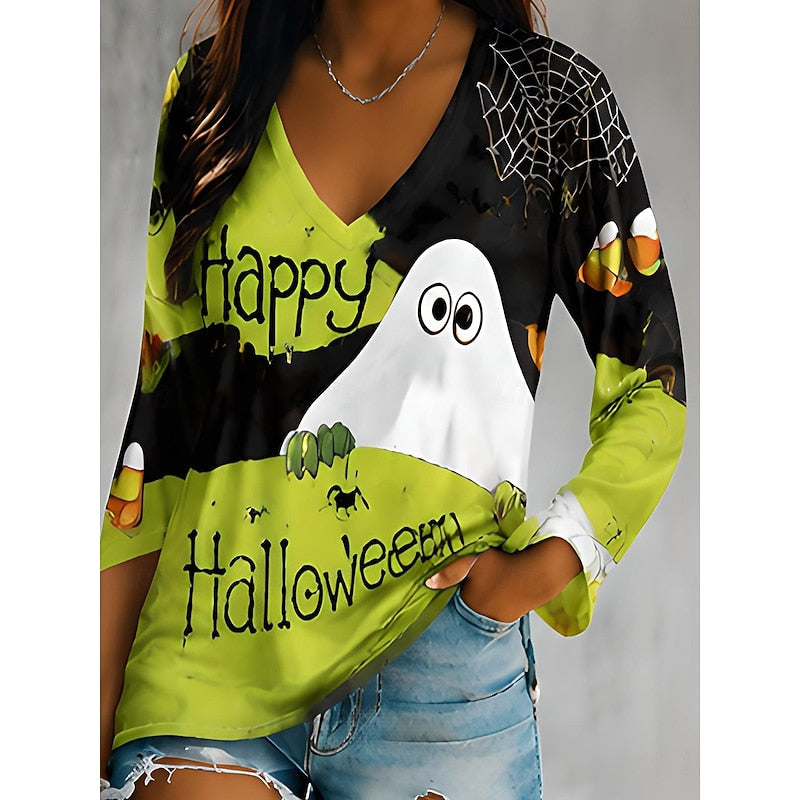 Wrenova | Women's Halloween Graphic Long Sleeve Top