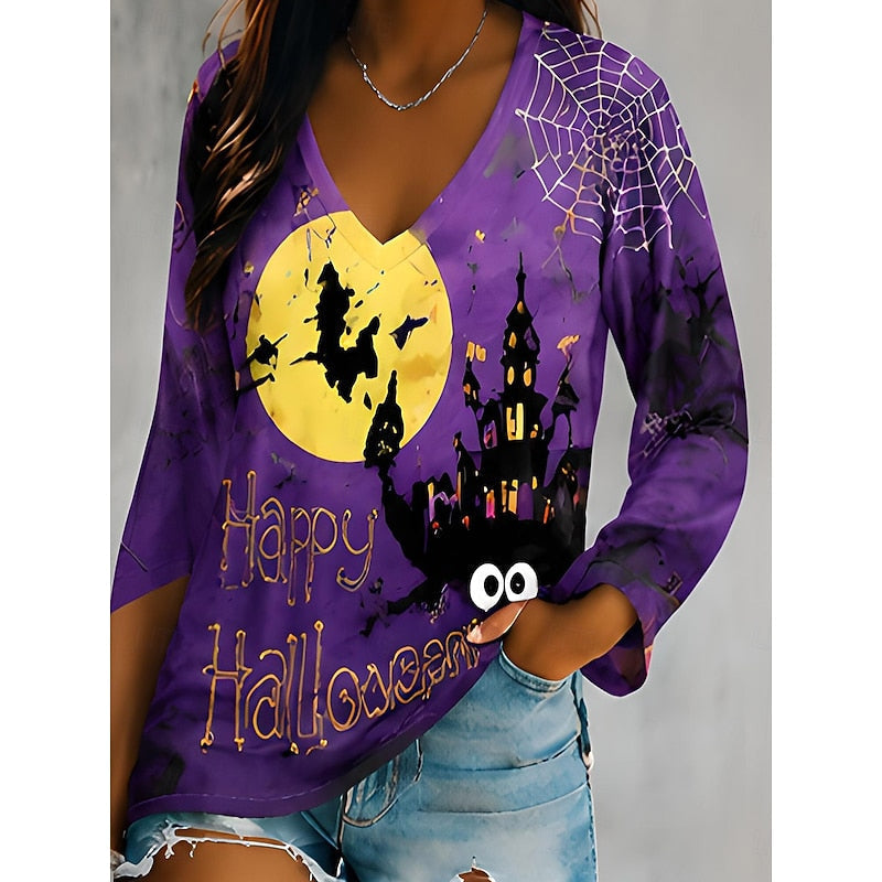 Wrenova | Women's Halloween Graphic Long Sleeve Top
