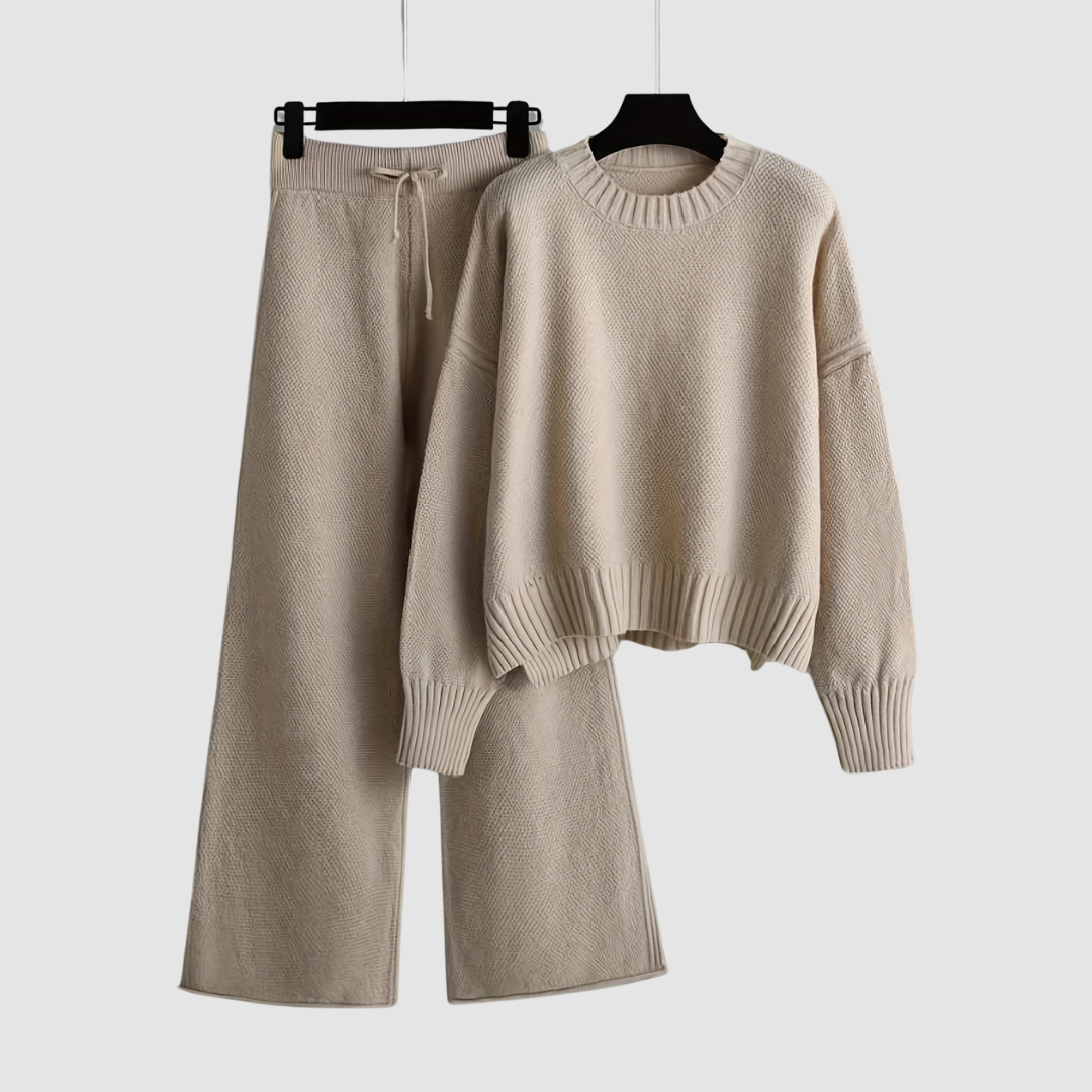 Wrenova | Women's Knit Loungewear Set Wide-Leg Pants