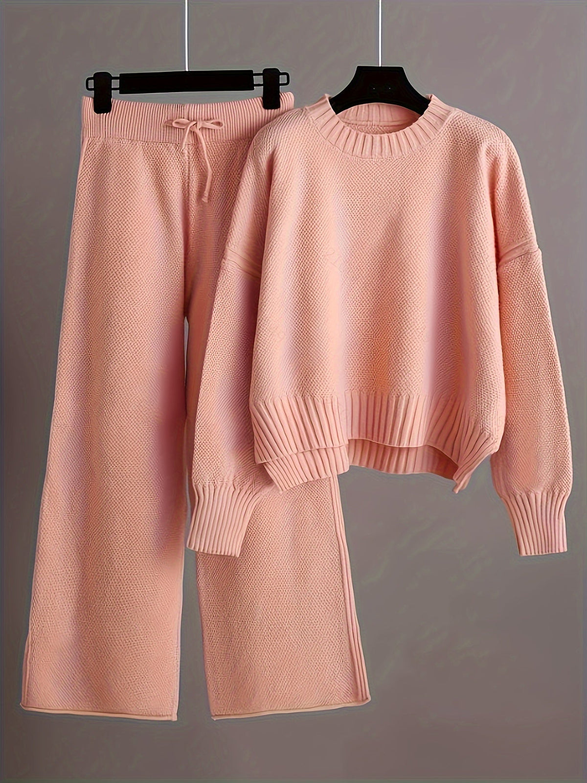 Wrenova | Women's Knit Loungewear Set Wide-Leg Pants