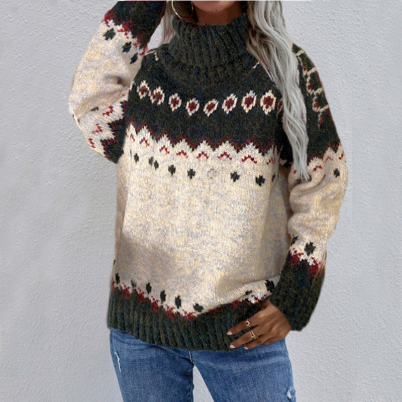 Wyndra | Women's Christmas Fair Isle Turtleneck Sweater