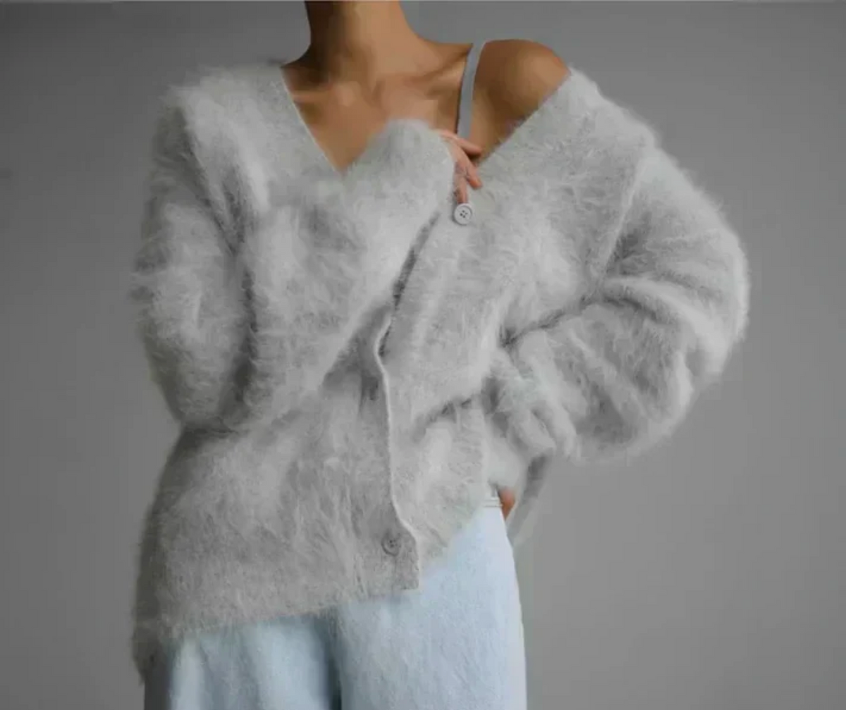 Zelvara | Women's Oversized Fuzzy Cardigan Sweater