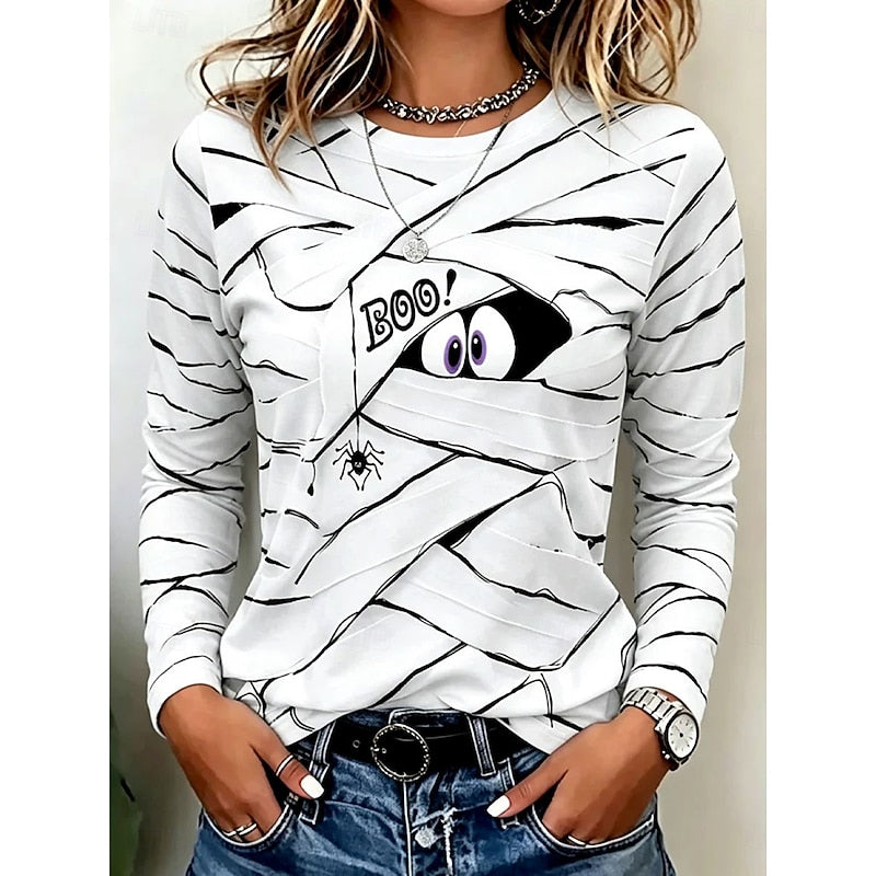 Zelwyn | Women's Halloween Sweatshirt Mummy Graphic Top