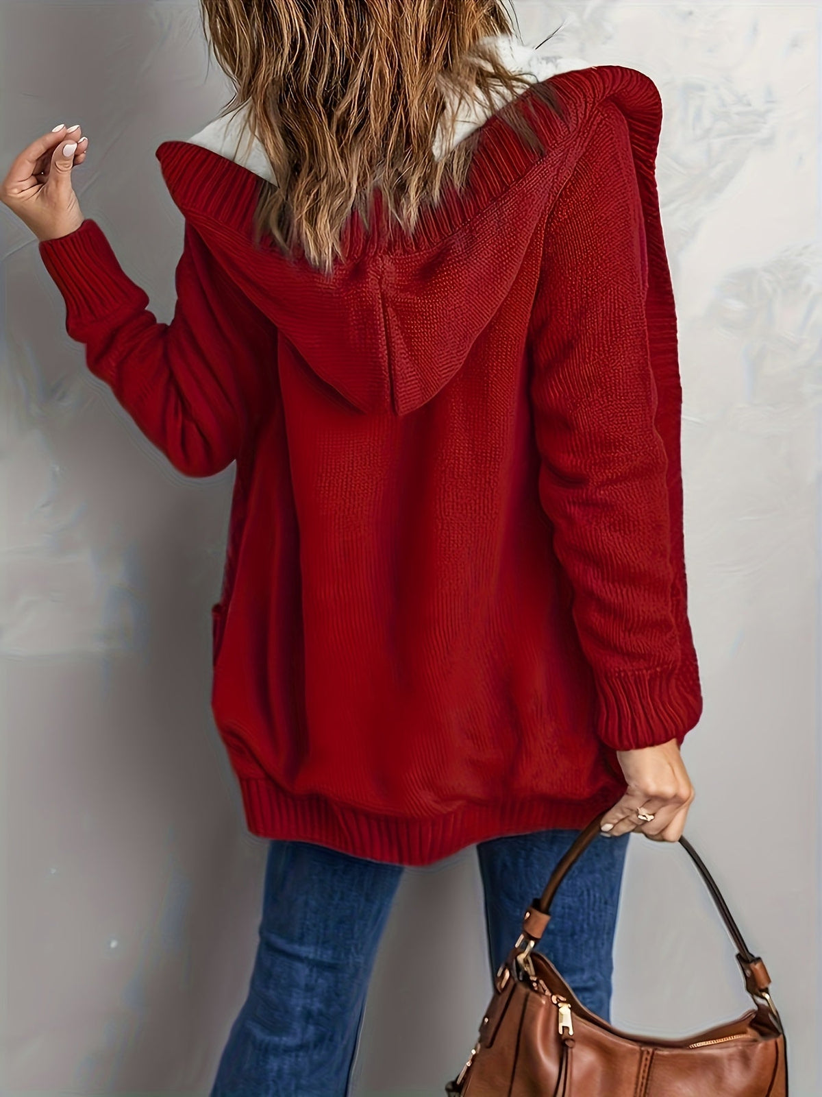 Zolvara | Women's Hooded Cable Knit Cardigan