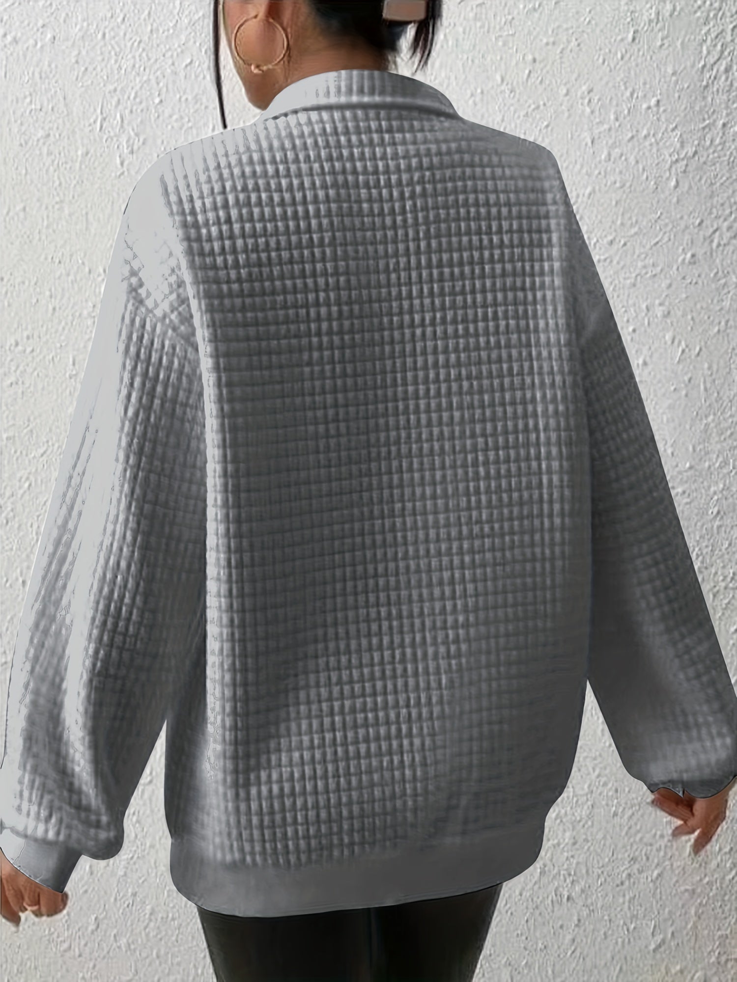 Relaxed Quarter-Zip Mock Neck Pullover