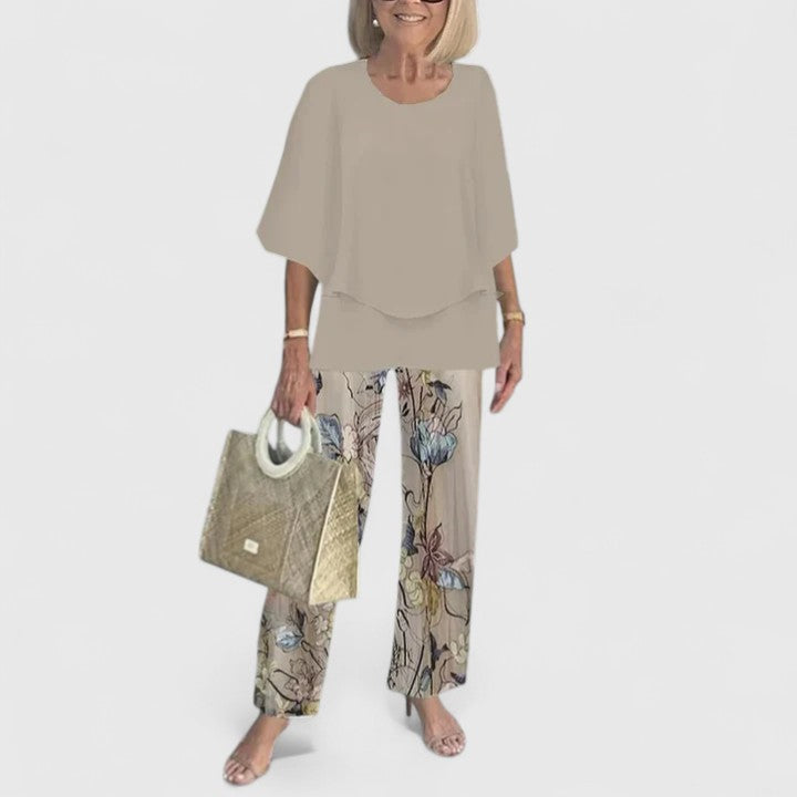 Fern | Women's Casual Floral Print Top and Wide-Leg Pants Set