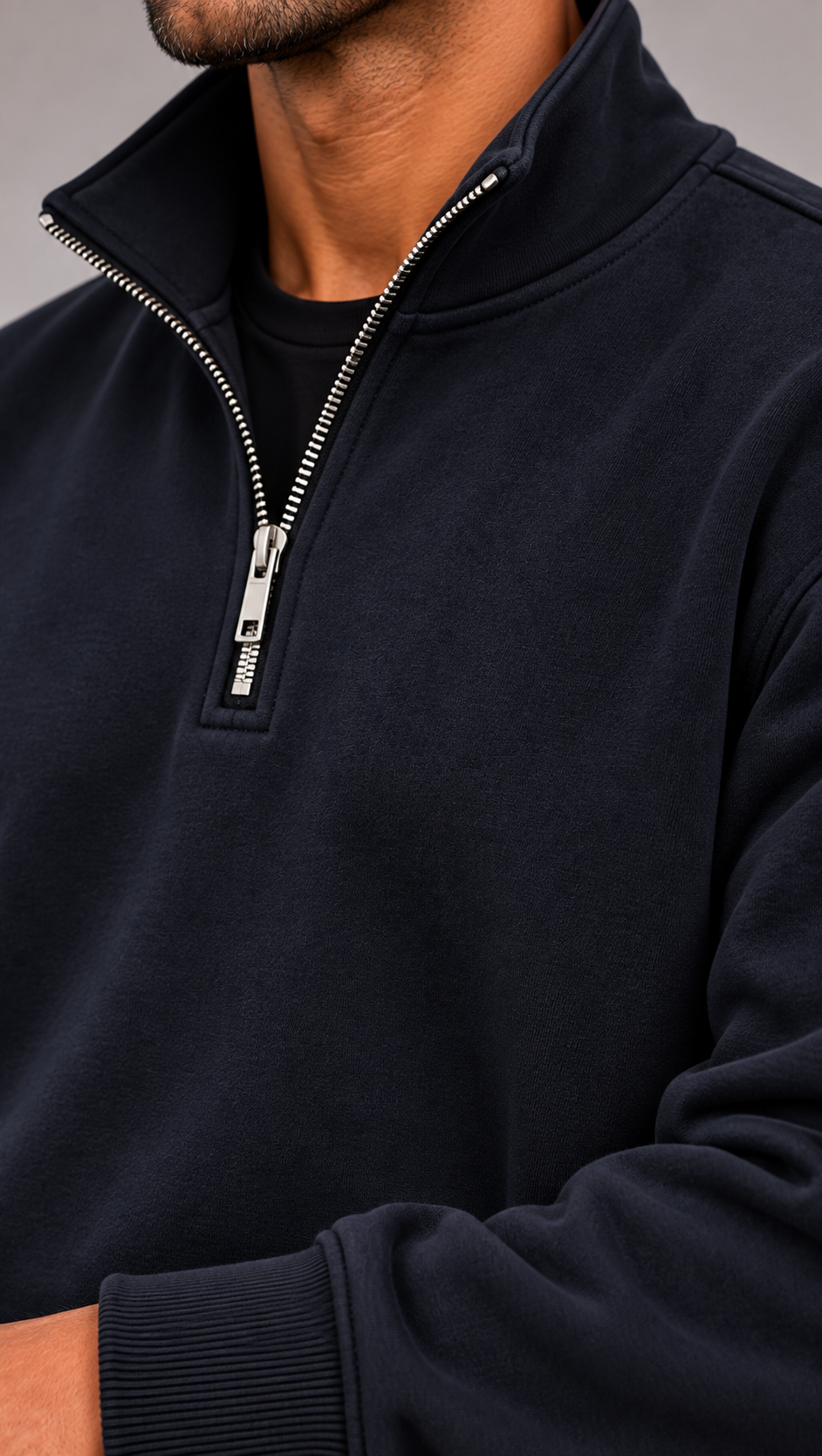 Lunelle | Men's Oversized Quarter-Zip Sweater with Stand-Up Collar