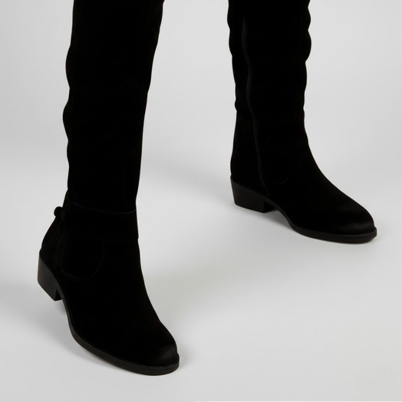 Elegant stacked heel tall boots