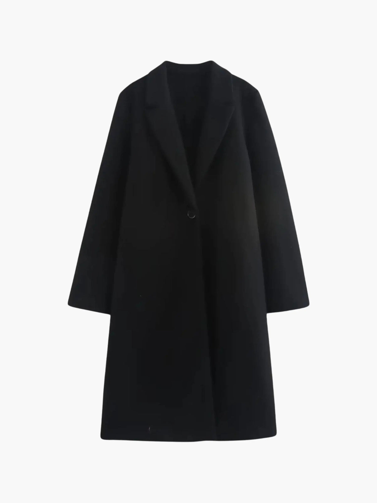 Classic Single-Button Wool Coat in Neutral Beige