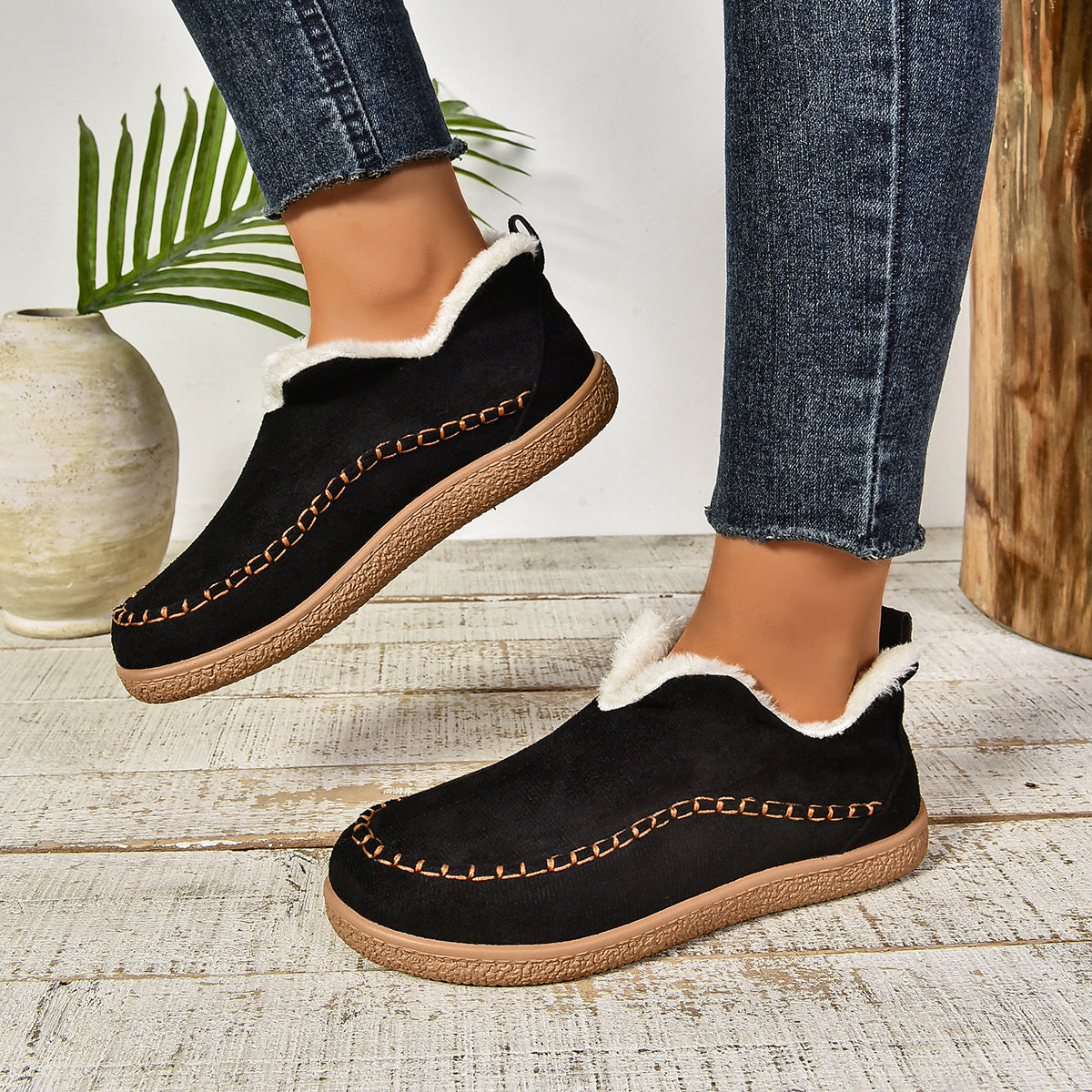 Sab™ | Warm Fur Lined Slip-On Ankle Boots with Anti-slip Thick Sole