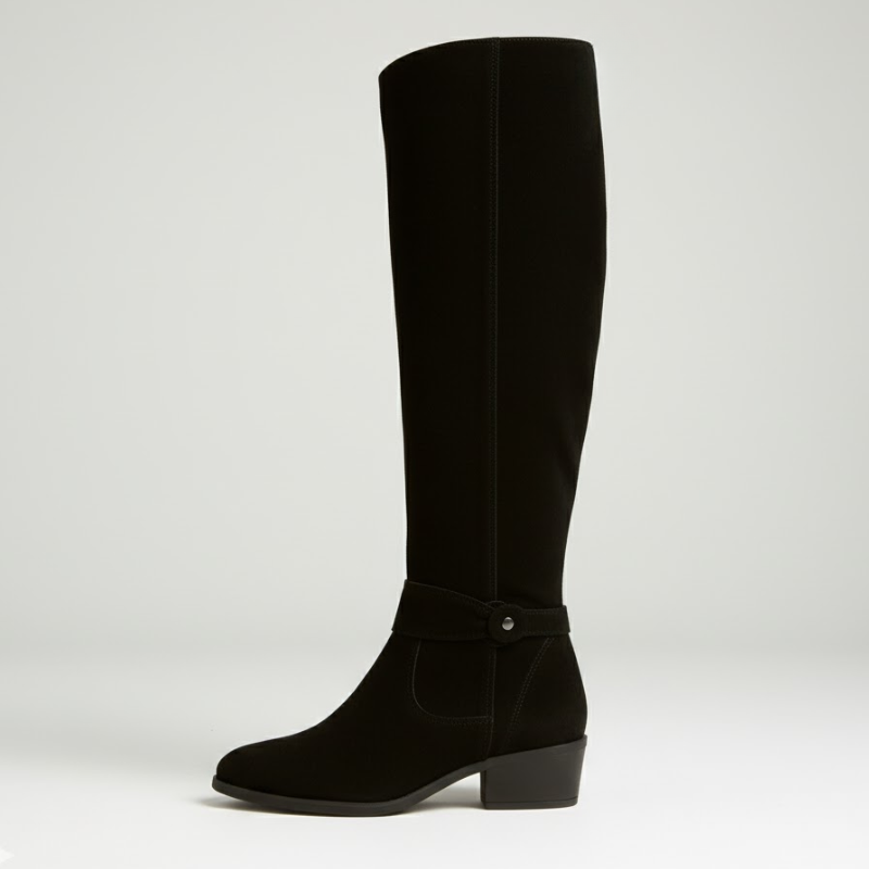 Elegant stacked heel tall boots